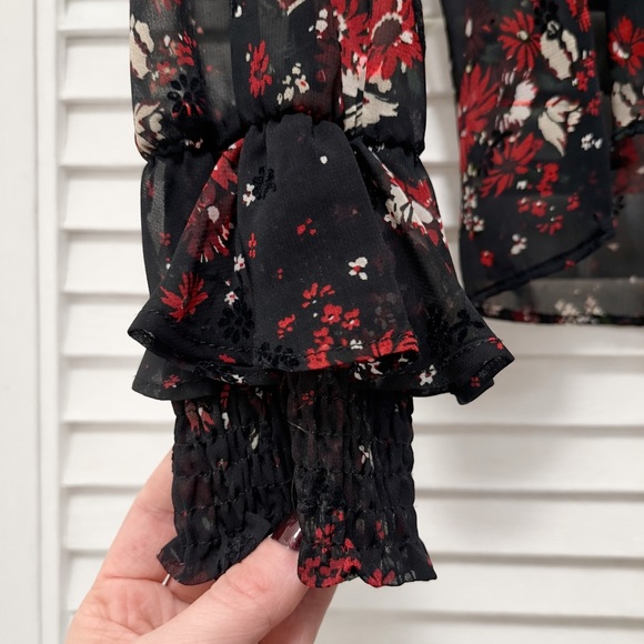 ZARA ♥️ Floral Black Sheer Top - Picture 4 of 11